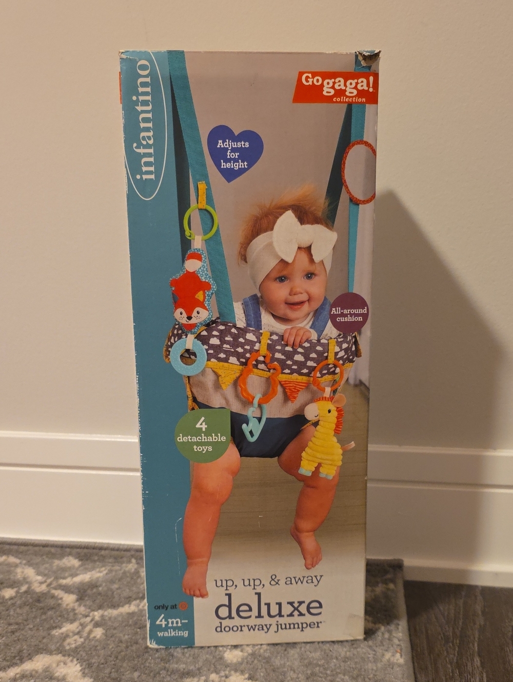 Infantino Doorway Jumper in Teal with Orange and Yellow Toys